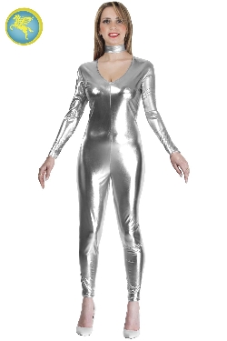 TUTA ELASTICIZZATA METALLIZZATA LUCIDA ARGENTO